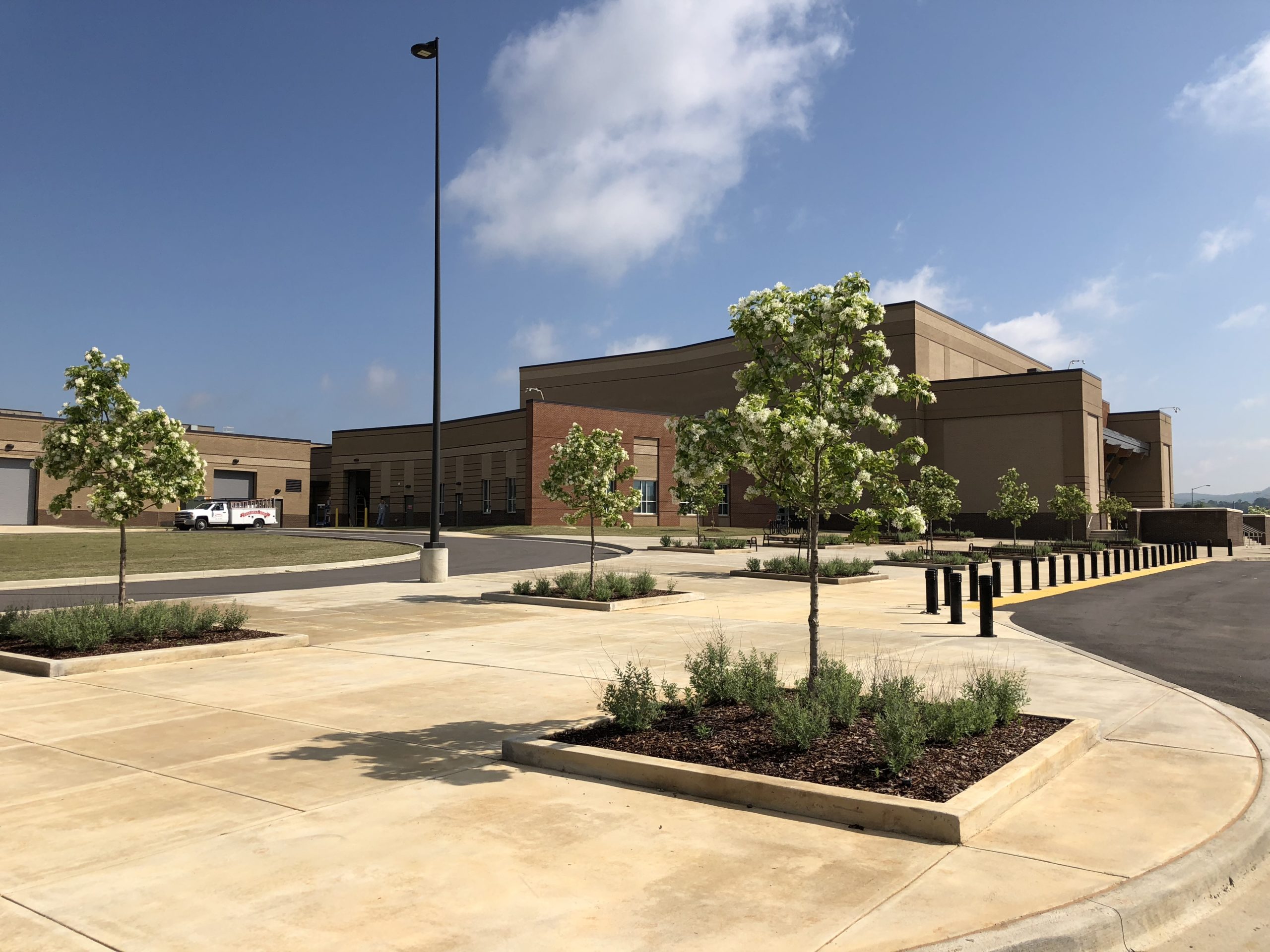 trees and plantings outside grissom high school